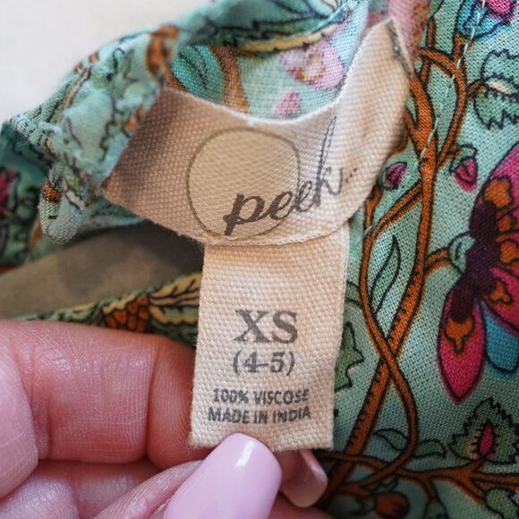 Peek Kids XS 4–5 Green Floral Short Sleeve Dress with Pockets - Picture 7 of 7